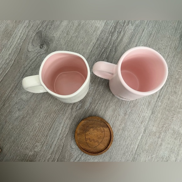 Rae Dunn Peeps sake mug set of 2 white pink w one topper - Picture 3 of 4